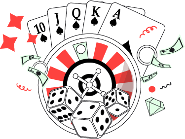 jogo de casino online com cartas de jogar, roleta e fichas de